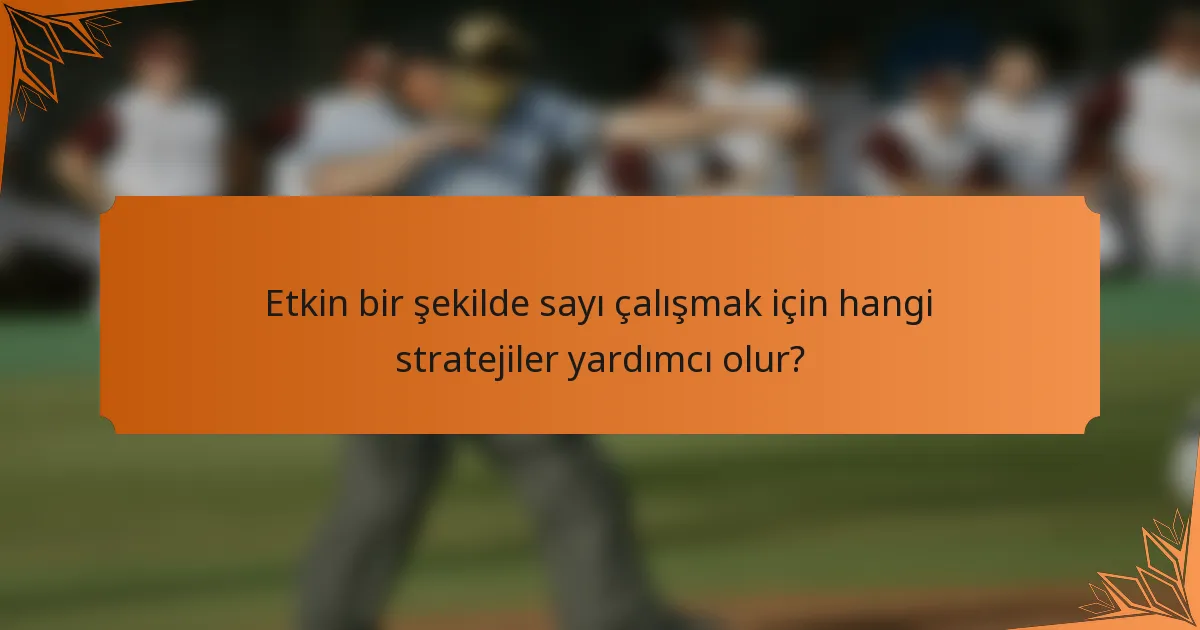 Etkin bir şekilde sayı çalışmak için hangi stratejiler yardımcı olur?